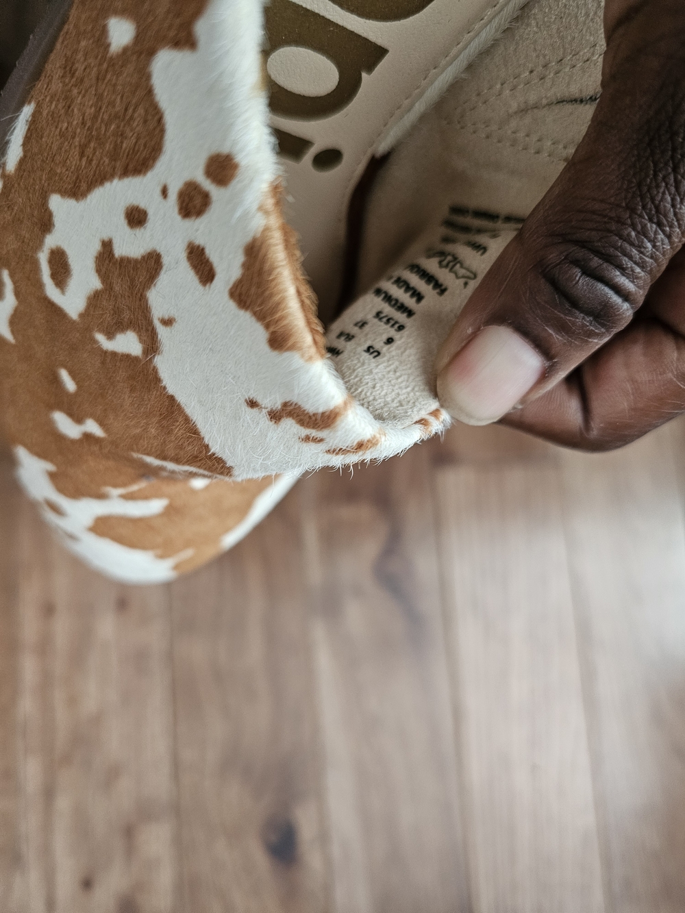 Hush Puppies Brown and White Cowprint Slip-On Mules